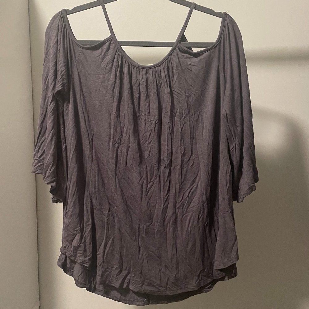 Gray Juniors Open Shoulder Top
